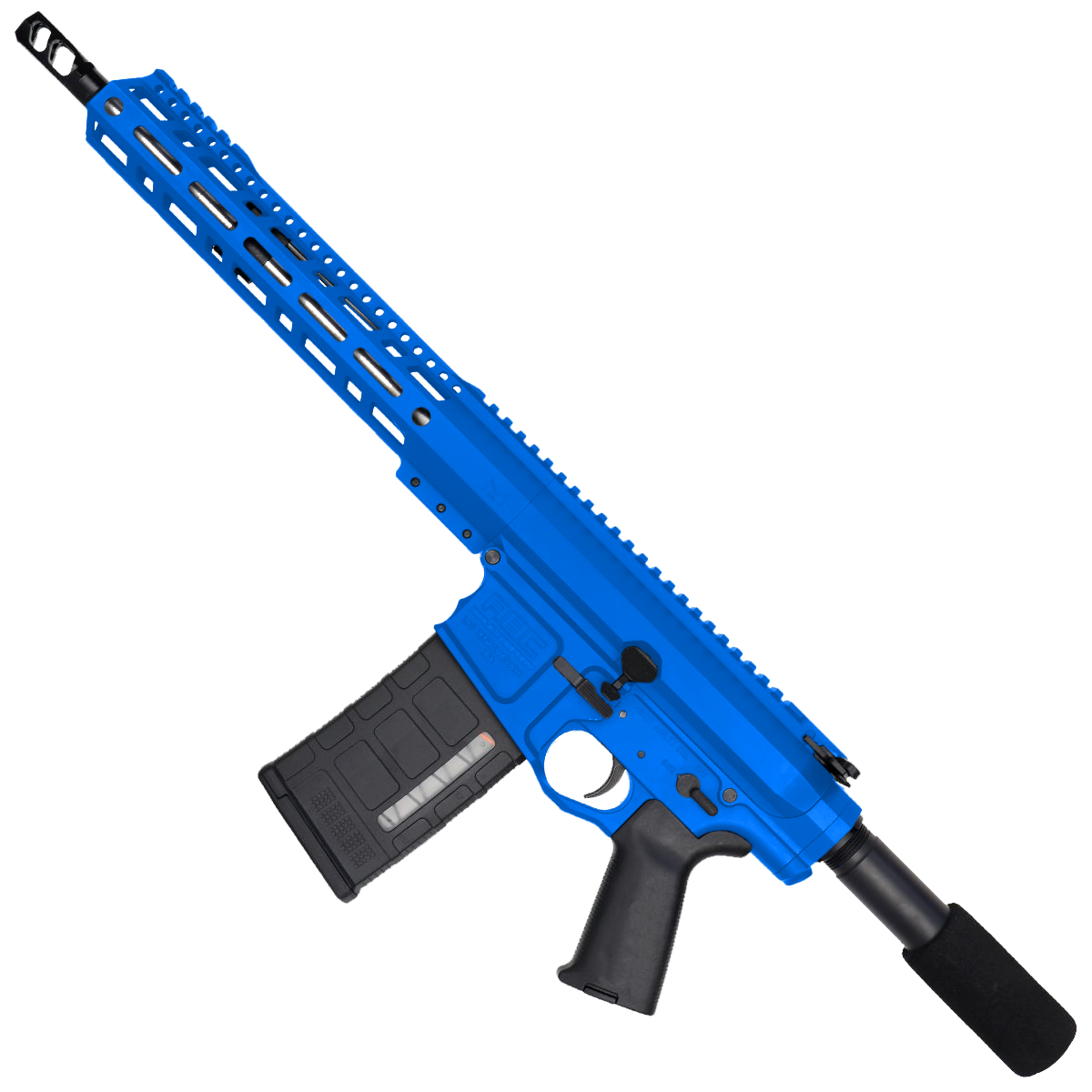 AR LR-308 Custom Semi Auto Pistol 12" Stainless Steel Barrel 12" MLOK Handguard - Flame Blue