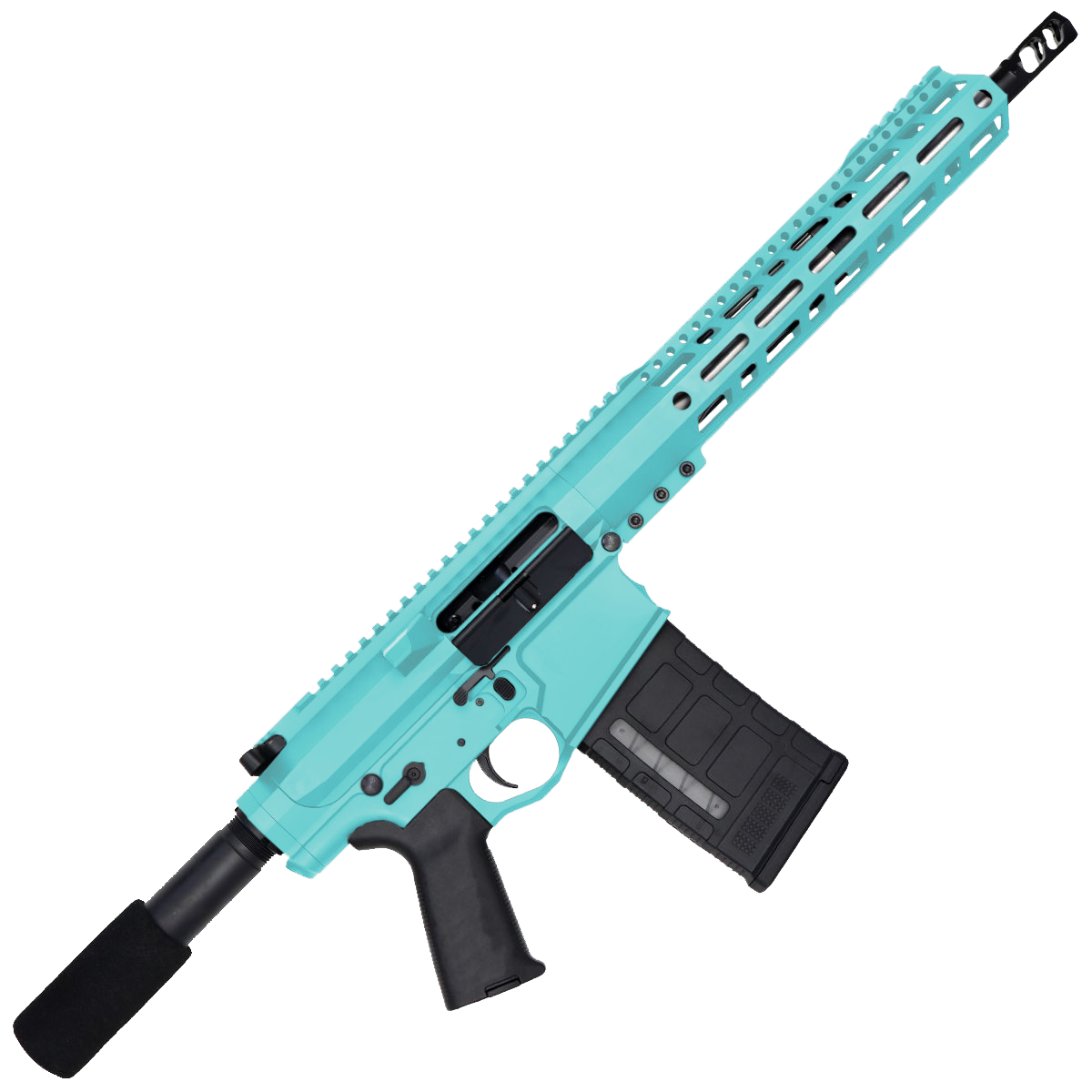 AR LR-308 Custom Semi Auto Pistol 12" Stainless Steel Barrel 12" MLOK Handguard - Robins Egg Blue