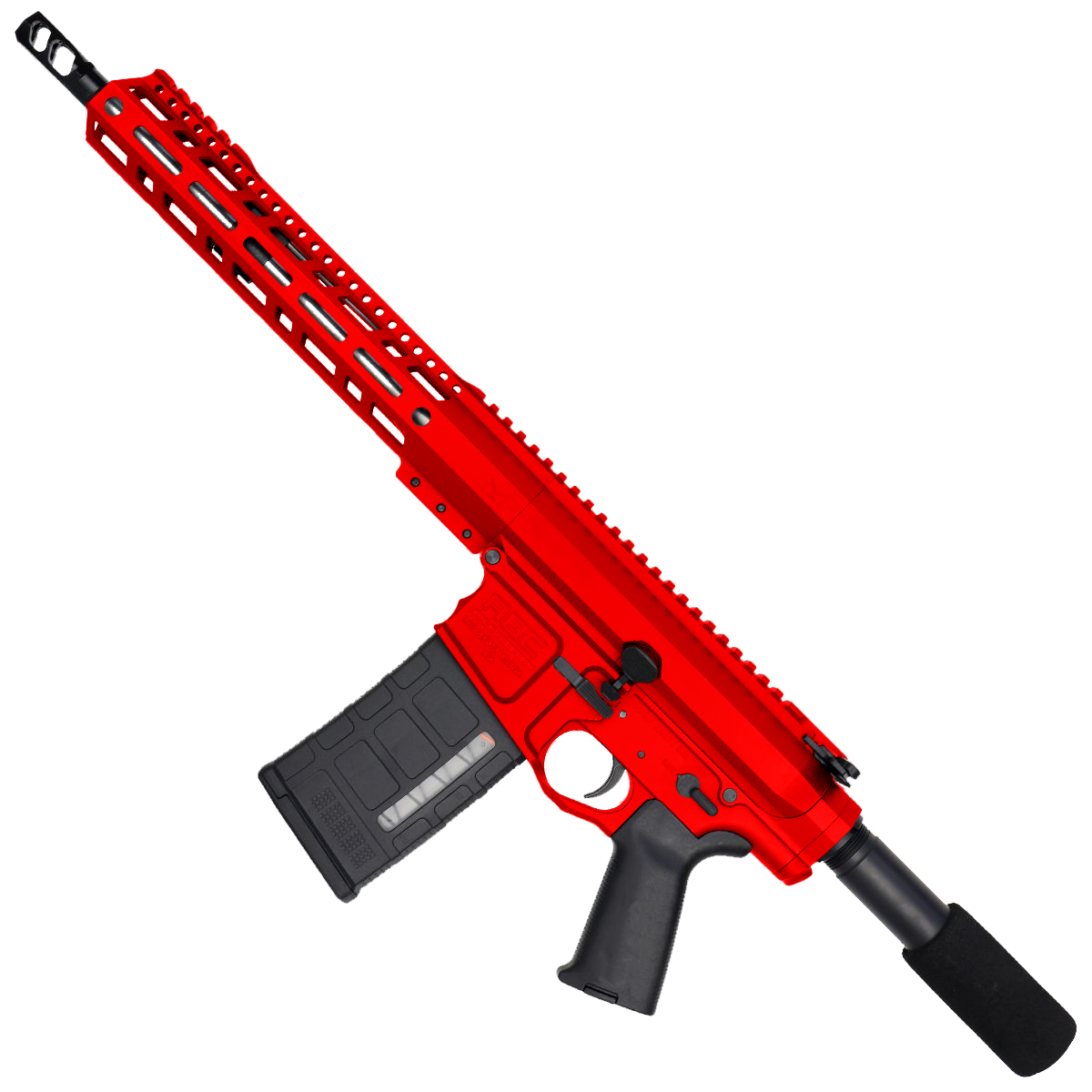 AR LR-308 Custom Semi Auto Pistol 12" Stainless Steel Barrel 12" MLOK Handguard - Red
