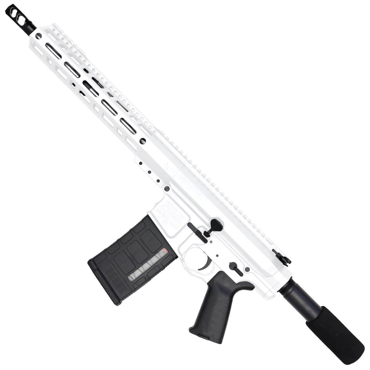 AR LR-308 Custom Semi Auto Pistol 12" Stainless Steel Barrel 12" MLOK Handguard - White