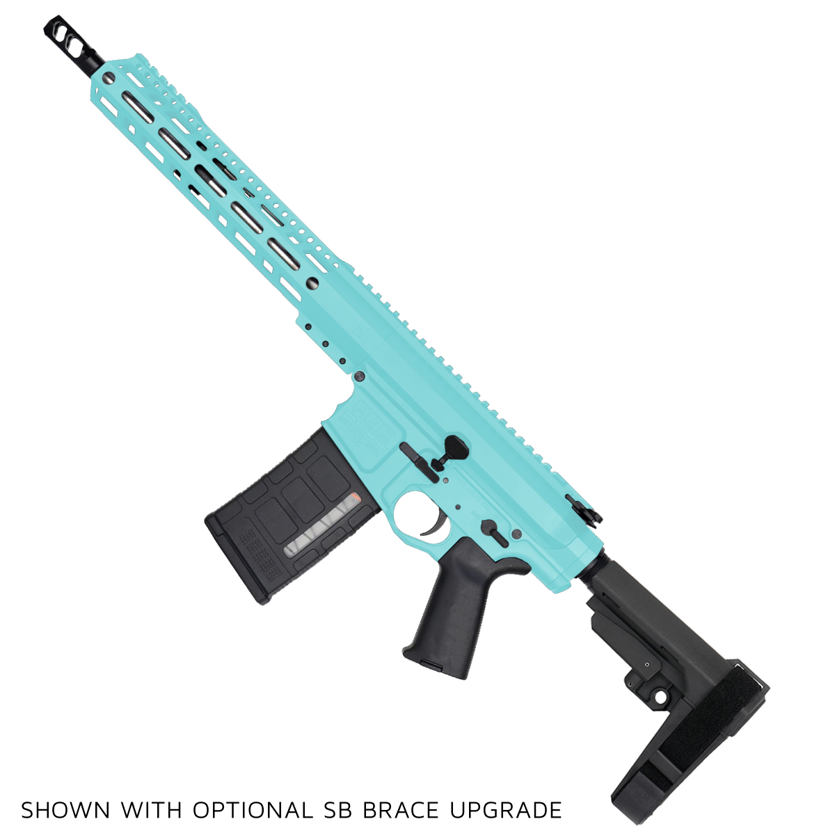AR LR-308 Custom Semi Auto Pistol 12" Stainless Steel Barrel 12" MLOK Handguard - Robins Egg Blue