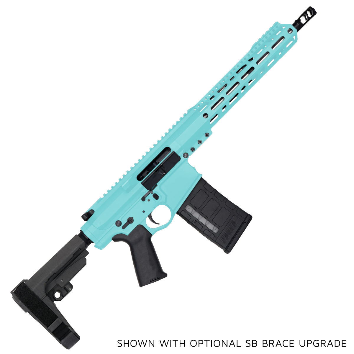 AR LR-308 Custom Semi Auto Pistol 12" Stainless Steel Barrel 12" MLOK Handguard - Robins Egg Blue