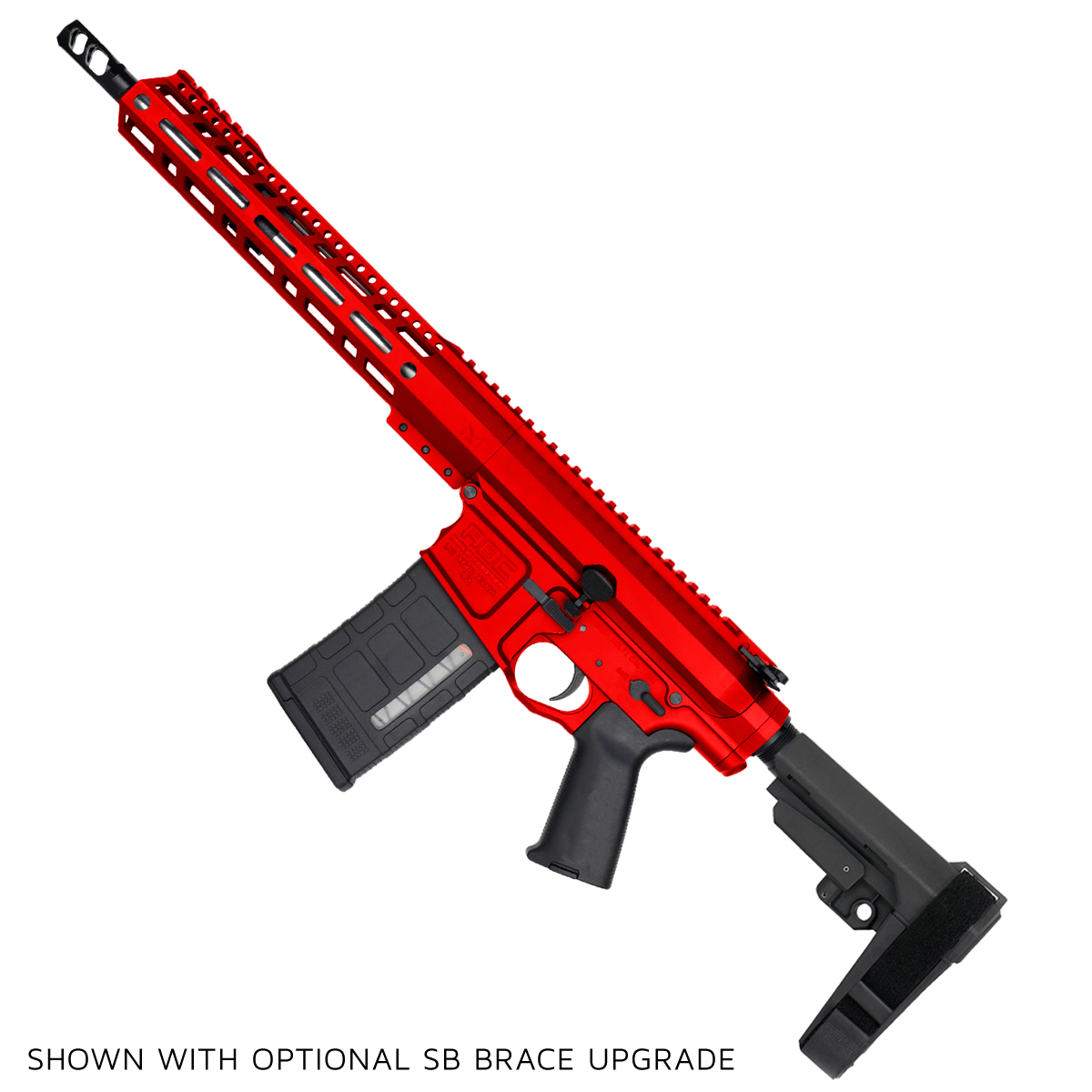 AR LR-308 Custom Semi Auto Pistol 12" Stainless Steel Barrel 12" MLOK Handguard - Red