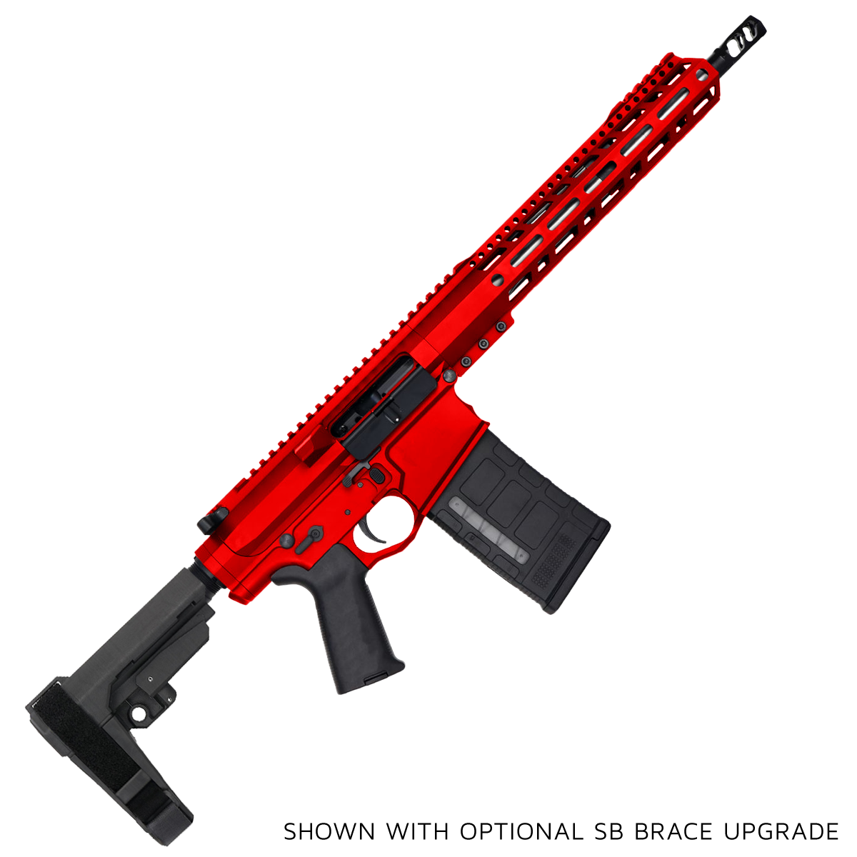 AR LR-308 Custom Semi Auto Pistol 12" Stainless Steel Barrel 12" MLOK Handguard - Red