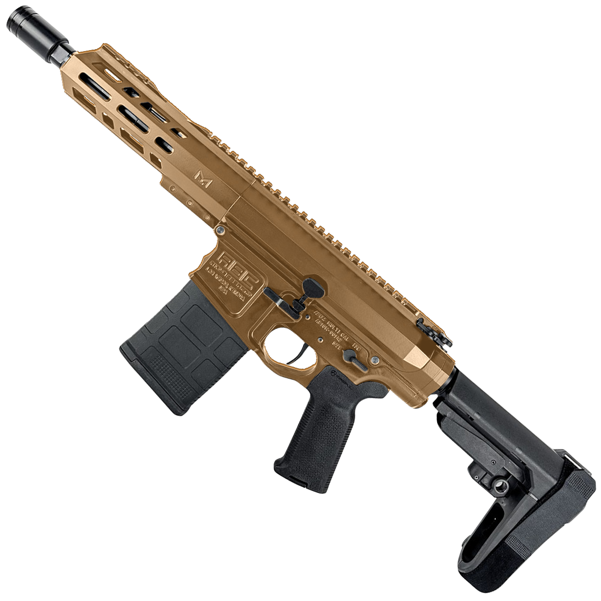 AR LR-308 Custom Semi Auto Micro Pistol 7.75" Barrel MLOK 7" Handguard - Burnt Bronze