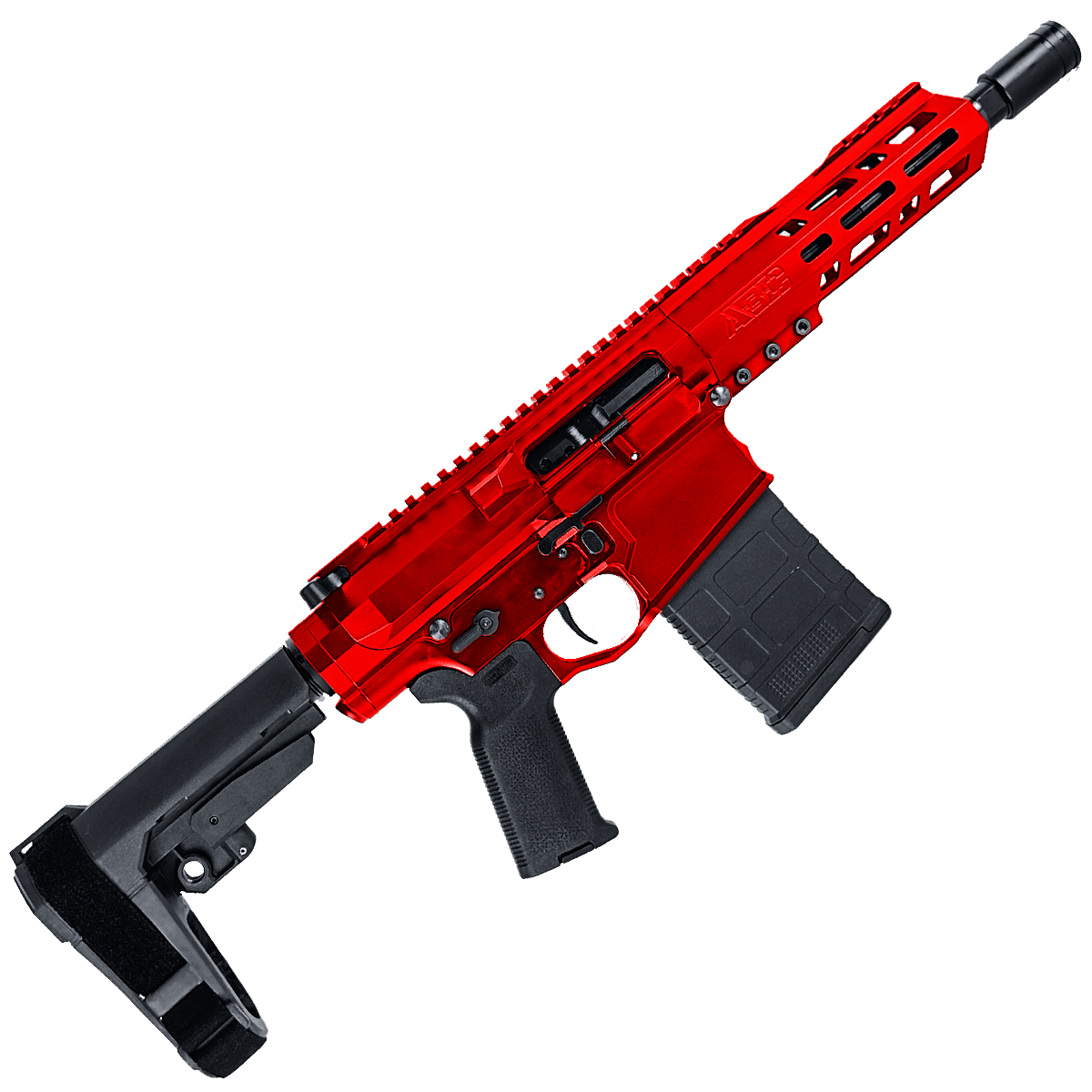 AR LR-308 Custom Semi Auto Micro Pistol 7.75" Barrel MLOK 7" Handguard - Red