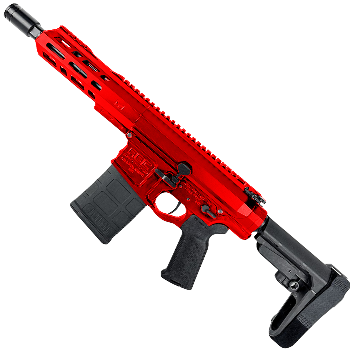 AR LR-308 Custom Semi Auto Micro Pistol 7.75" Barrel MLOK 7" Handguard - Red