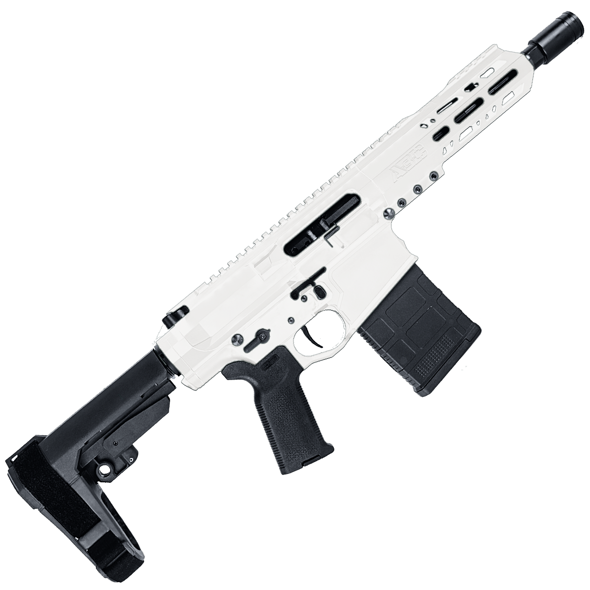 AR LR-308 Custom Semi Auto Micro Pistol 7.75" Barrel MLOK 7" Handguard - White