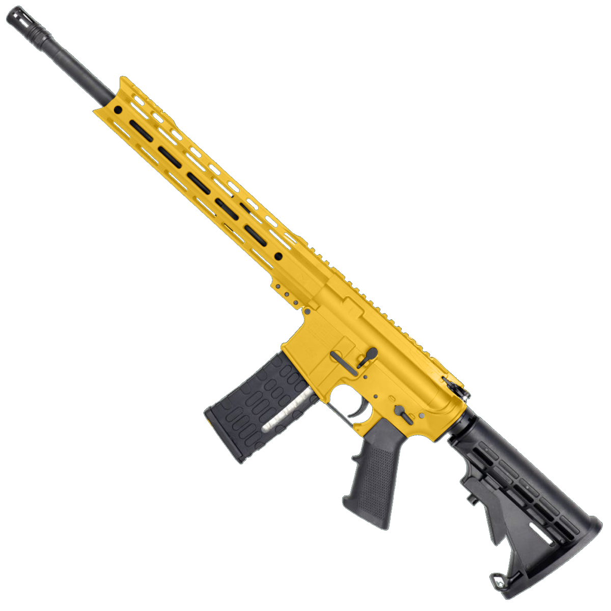 AR-15 Semi Auto .223/5.56 NATO Rifle 16" Barrel M4 Stock 12" Custom Hybrid Slim MLOK - Gold