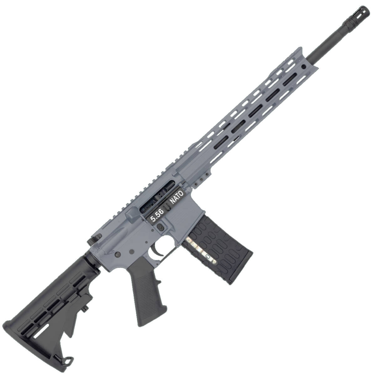 AR-15 Semi Auto .223/5.56 NATO Rifle 16" Barrel M4 Stock 12" Custom Hybrid Slim MLOK-Sniper Grey