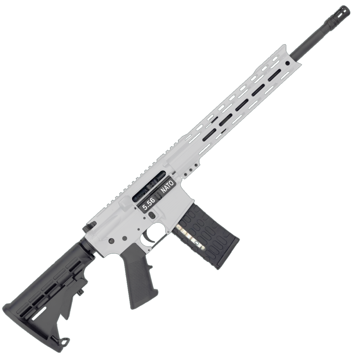 AR-15 Semi Auto .223/5.56 NATO Rifle 16" 1:8 Barrel M4 Stock 12" Custom Hybrid Slim MLOK - White