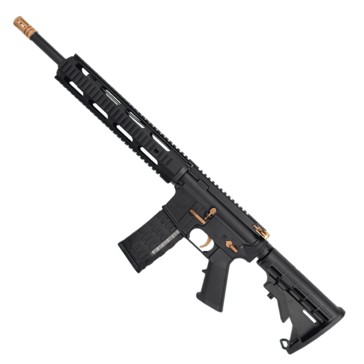 AR-15 Two-Tone Semi Auto .223/5.56 NATO Rifle 16" Barrel M4 Stock 12" Quad Rail Handguard - Black and Burnt Bronze