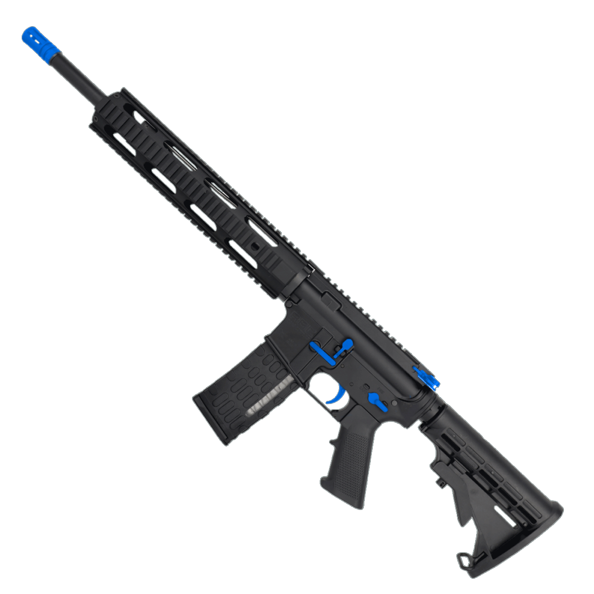 AR-15 Two-Tone Semi Auto .223/5.56 NATO Rifle 16" Barrel M4 Stock 12" Quad Rail Handguard - Black and Flame Blue