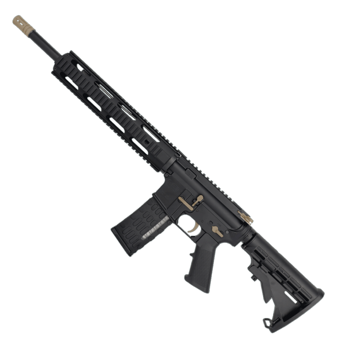 AR-15 Two-Tone Semi Auto .223/5.56 NATO Rifle 16" Barrel M4 Stock 12" Quad Rail Handguard - Black and Magpul FDE