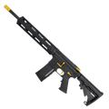 AR-15 Two-Tone Semi Auto .223/5.56 NATO Rifle 16" Barrel M4 Stock 12" Quad Rail Handguard - Black and Gold
