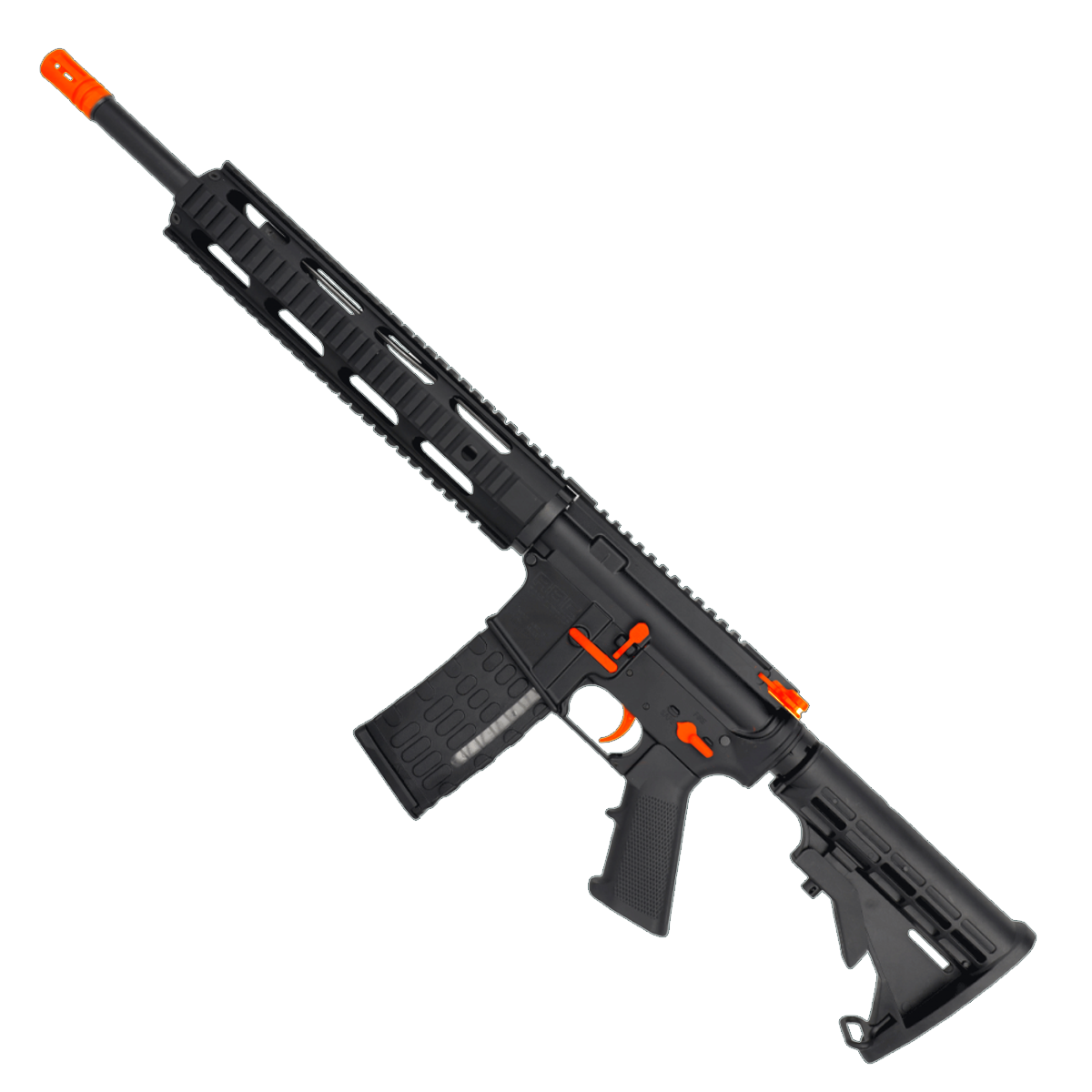 AR-15 Two-Tone Semi Auto .223/5.56 NATO Rifle 16" Barrel M4 Stock 12" Quad Rail Handguard - Black and Hunter Orange
