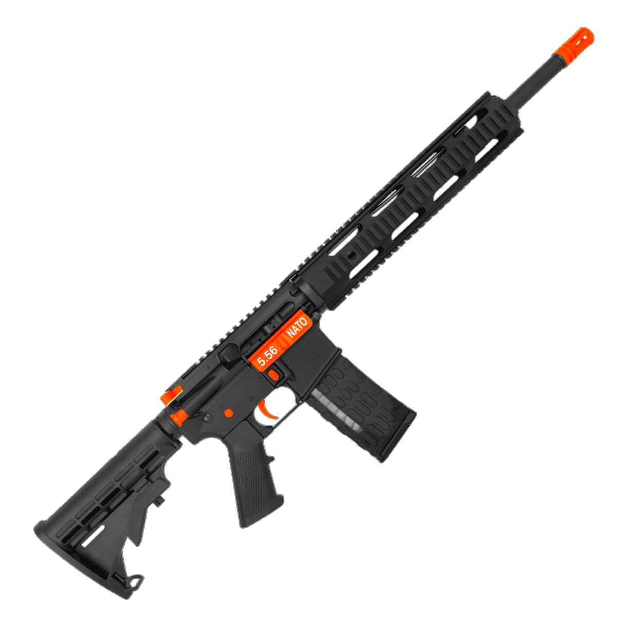 AR-15 Two-Tone Semi Auto .223/5.56 NATO Rifle 16" Barrel M4 Stock 12" Quad Rail Handguard - Black and Hunter Orange