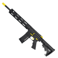 AR-15 Two-Tone Semi Auto .223/5.56 NATO Rifle 16" Barrel M4 Stock 12" Quad Rail Handguard - Black and Lemon Zest