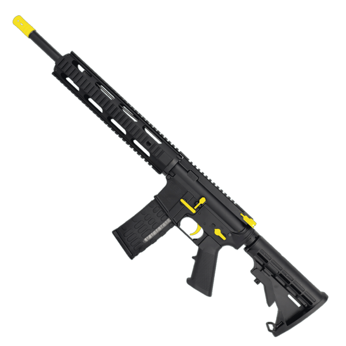 AR-15 Two-Tone Semi Auto .223/5.56 NATO Rifle 16" Barrel M4 Stock 12" Quad Rail Handguard - Black and Lemon Zest