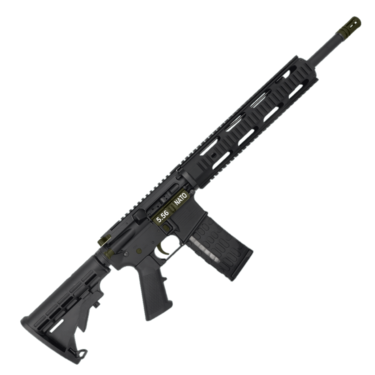 AR-15 Two-Tone Semi Auto .223/5.56 NATO Rifle 16" Barrel M4 Stock 12" Quad Rail Handguard - Black and Magpul ODG