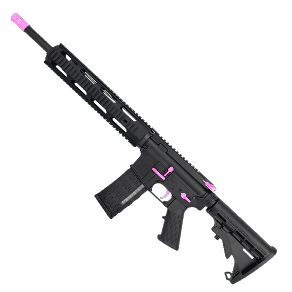 AR-15 Two-Tone Semi Auto .223/5.56 NATO Rifle 16" Barrel M4 Stock 12" Quad Rail Handguard - Black and Sig Pink