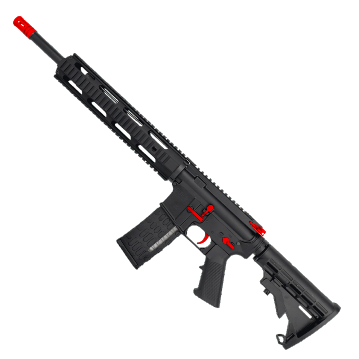 AR-15 Two-Tone Semi Auto .223/5.56 NATO Rifle 16" Barrel M4 Stock 12" Quad Rail Handguard - Black and Red