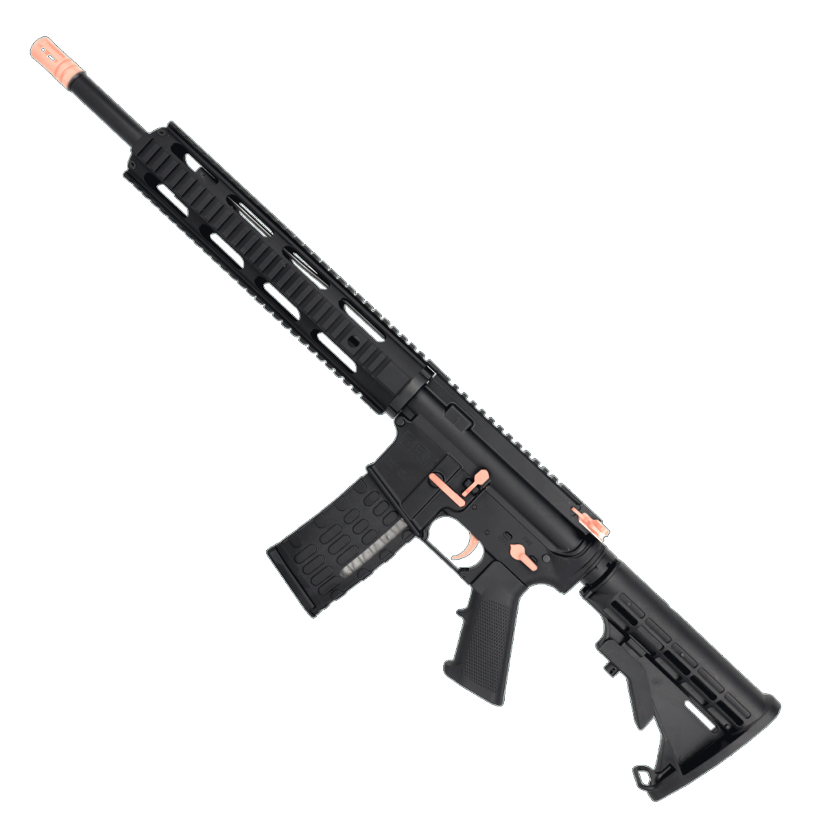 AR-15 Two-Tone Semi Auto .223/5.56 NATO Rifle 16" Barrel M4 Stock 12" Quad Rail Handguard - Black and Rose Gold
