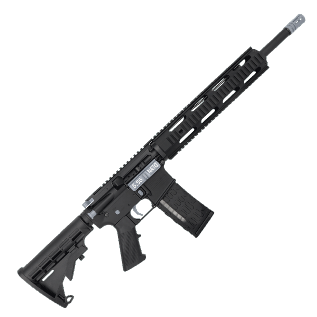 AR-15 Two-Tone Semi Auto .223/5.56 NATO Rifle 16" Barrel M4 Stock 12" Quad Rail Handguard - Black and Sniper Gray