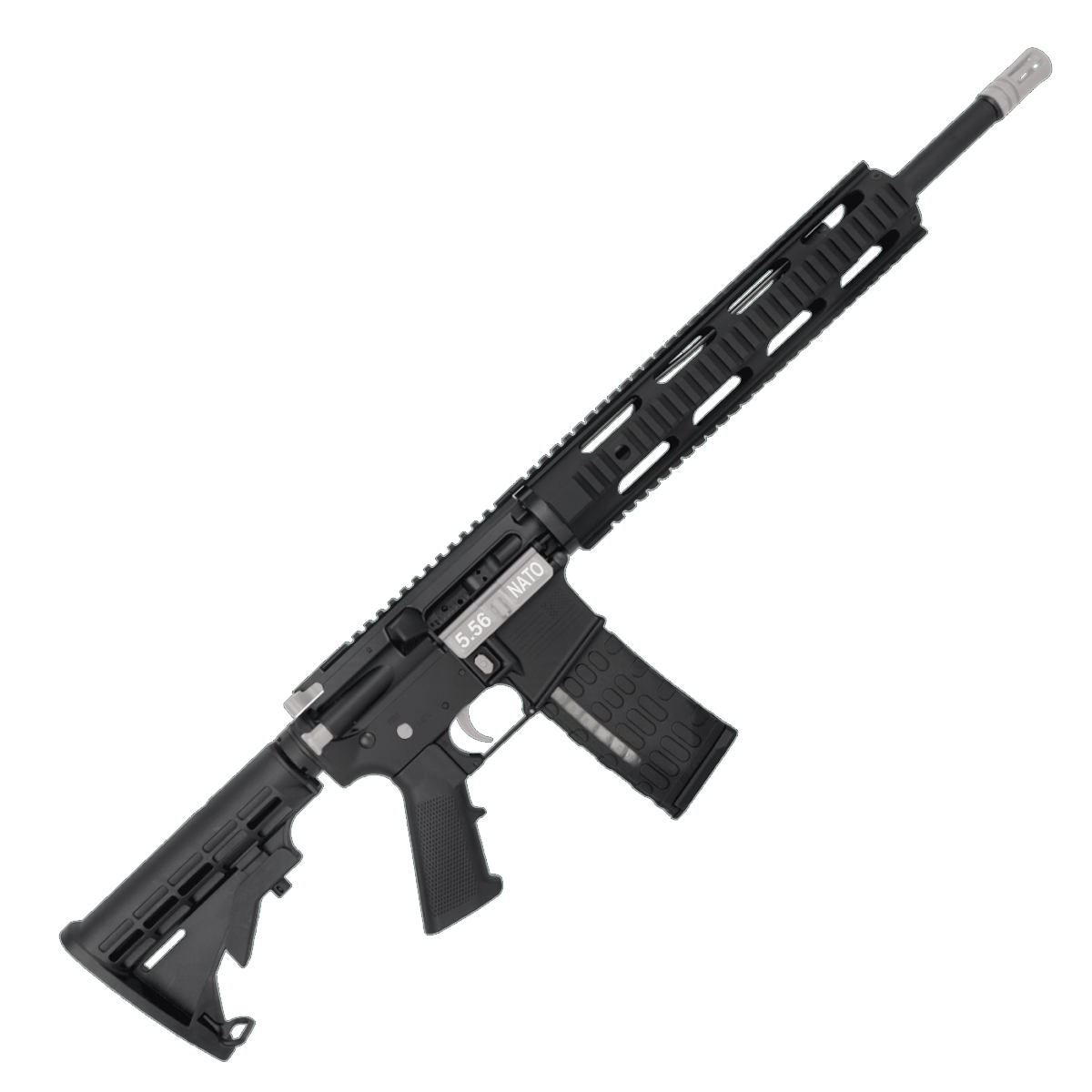 AR-15 Two-Tone Semi Auto .223/5.56 NATO Rifle 16" Barrel M4 Stock 12" Quad Rail Handguard - Black and Glacier Silver