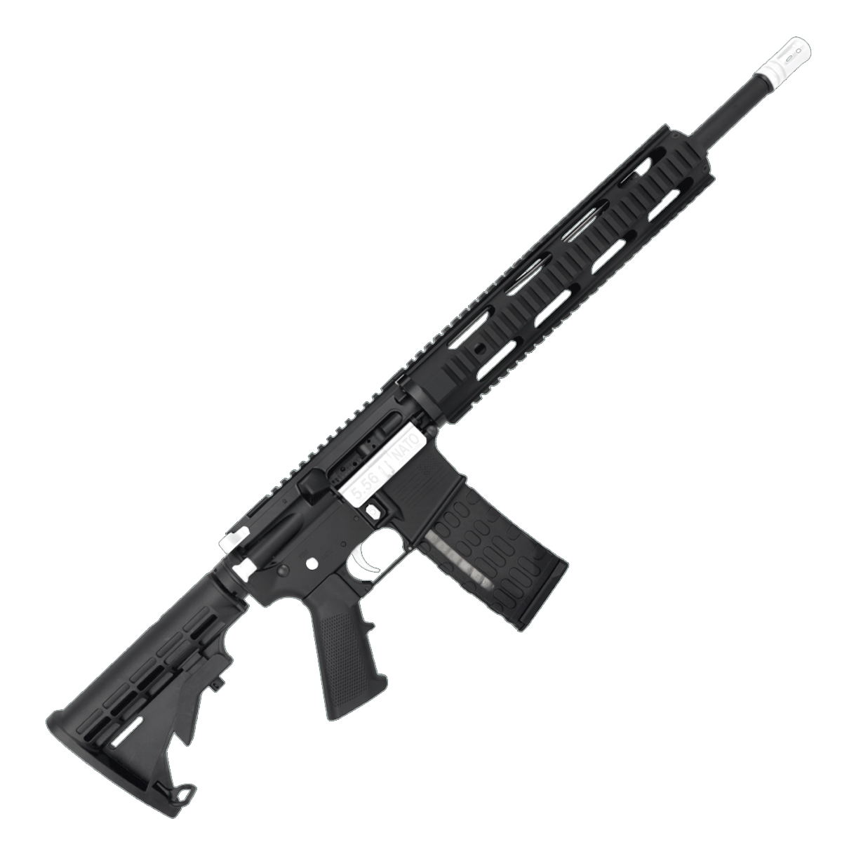 AR-15 Two-Tone Semi Auto .223/5.56 NATO Rifle 16" Barrel M4 Stock 12" Quad Rail Handguard - Black and White
