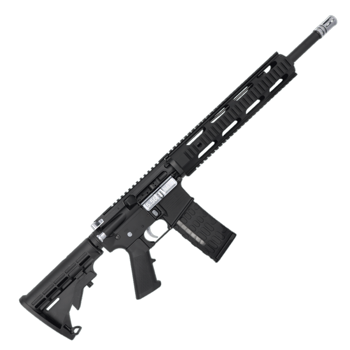 AR-15 Two-Tone Semi Auto .223/5.56 NATO Rifle 16" Barrel M4 Stock 12" Quad Rail Handguard - Black and Tungsten Gray