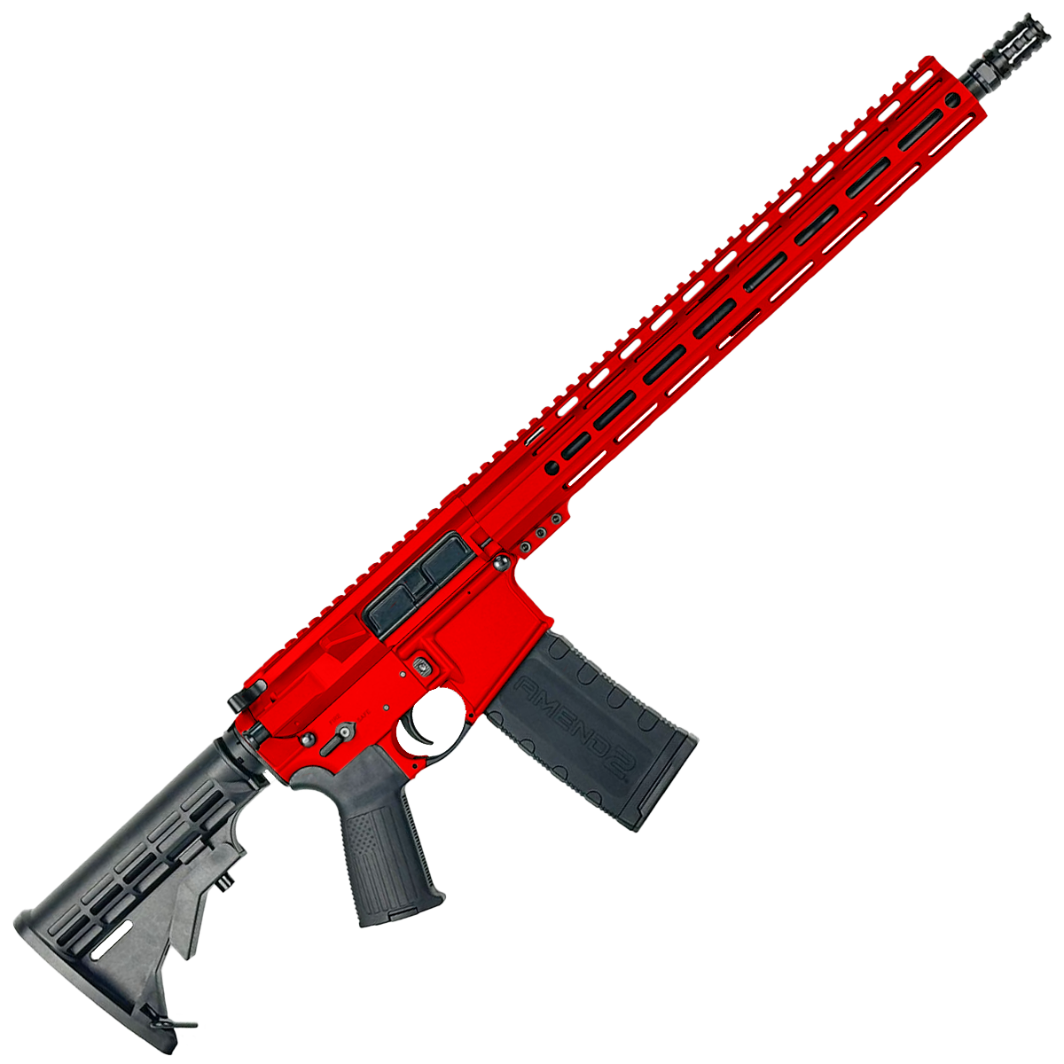 AR-15 5.56 NATO Rifle 16" Barrel 15" MLOK Handguard M4 Stock - Red