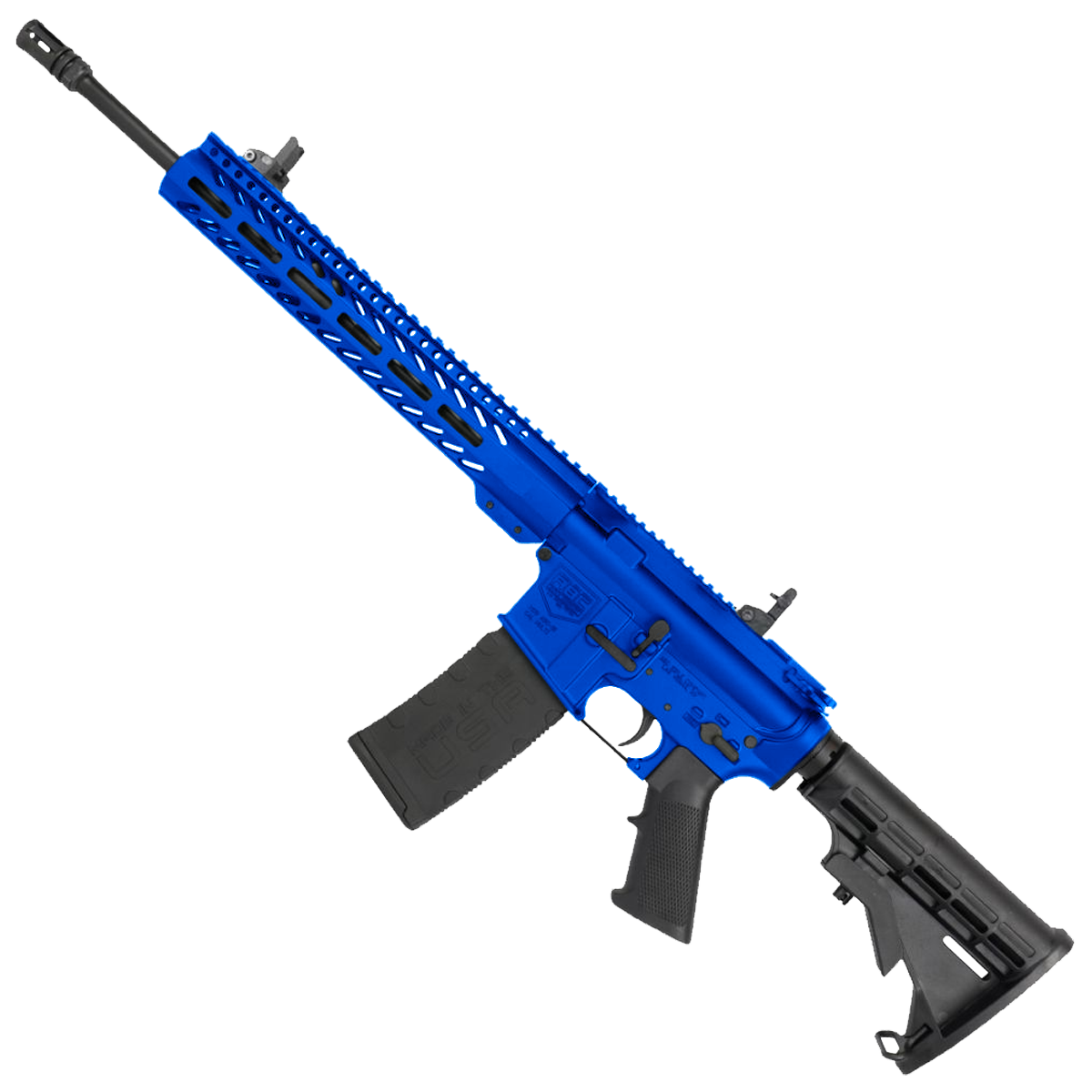 AR-15 Semi Auto 5.56 NATO Rifle 16" Barrel 12" Slim MLOK Handguard - Flame Blue