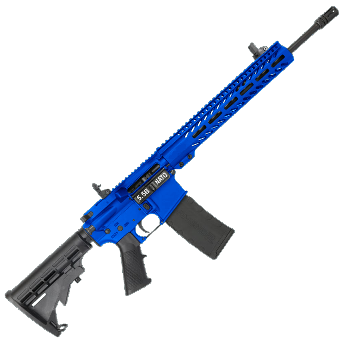 AR-15 Semi Auto 5.56 NATO Rifle 16" Barrel 12" Slim MLOK Handguard - Flame Blue