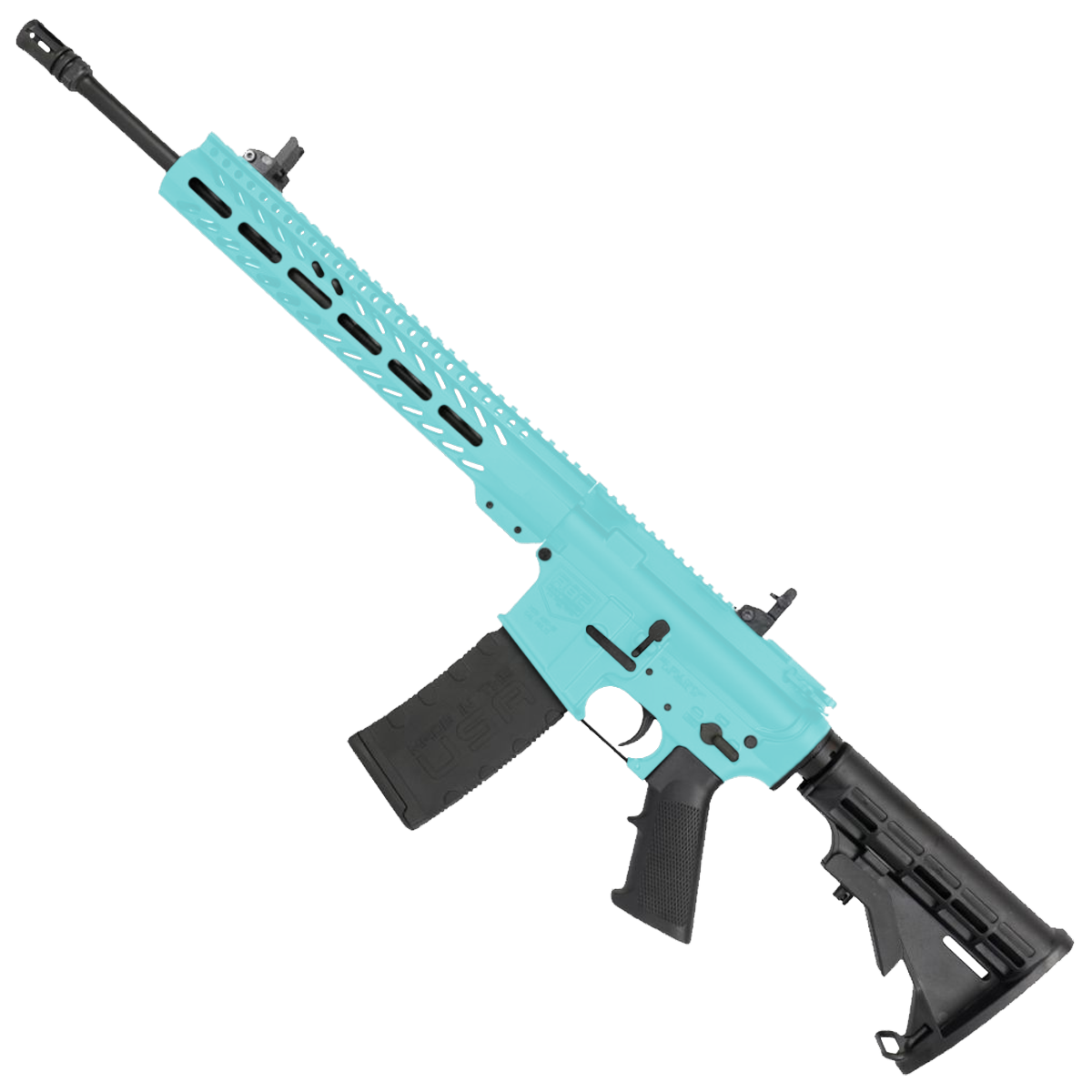 AR-15 Semi Auto 5.56 NATO Rifle 16" Barrel 12" Slim MLOK Handguard - Robins Egg Blue
