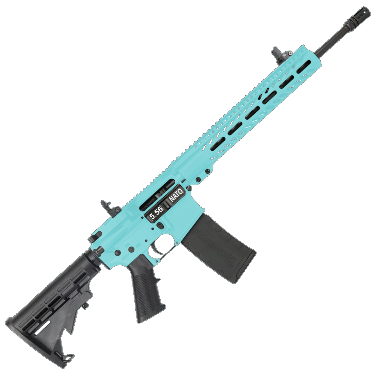 AR-15 Semi Auto 5.56 NATO Rifle 16" Barrel 12" Slim MLOK Handguard - Robins Egg Blue