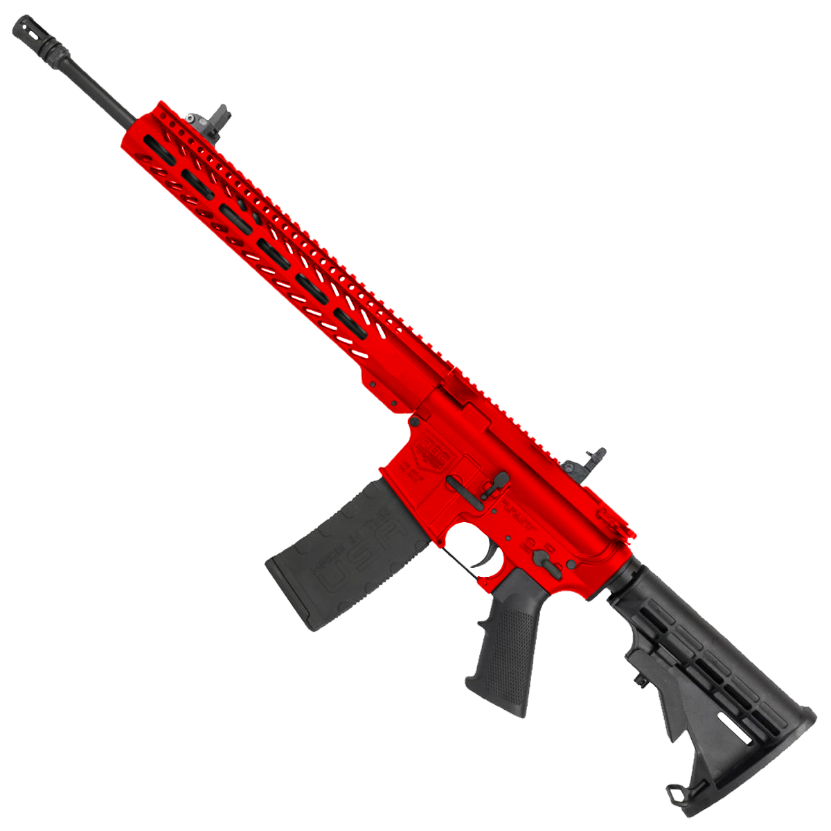 AR-15 Semi Auto 5.56 NATO Rifle 16" Barrel 12" Slim MLOK Handguard - Red