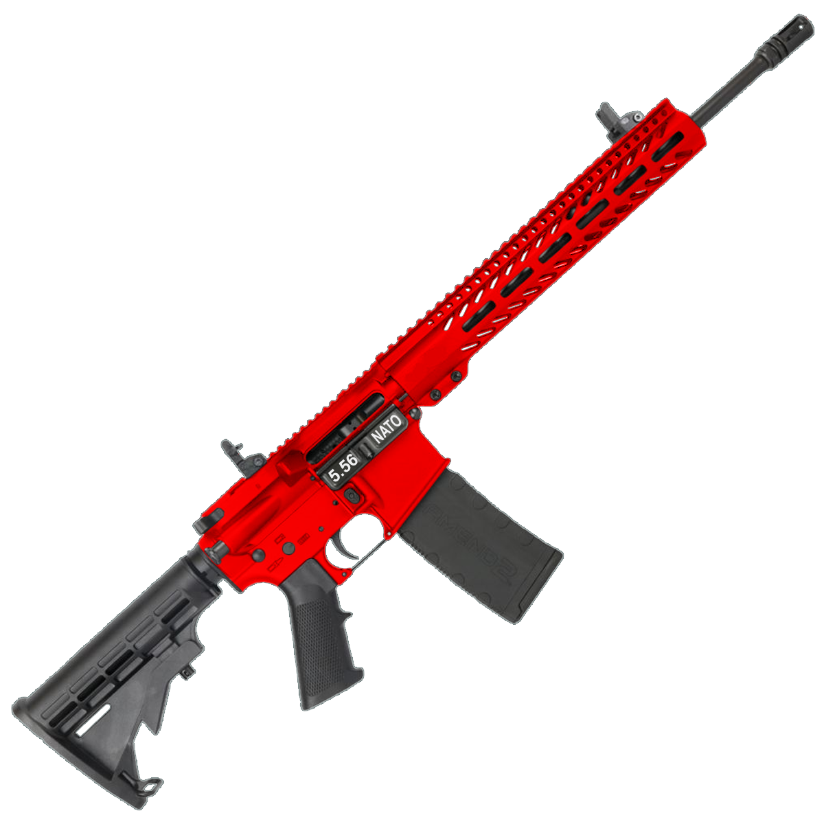 AR-15 Semi Auto 5.56 NATO Rifle 16" Barrel 12" Slim MLOK Handguard - Red
