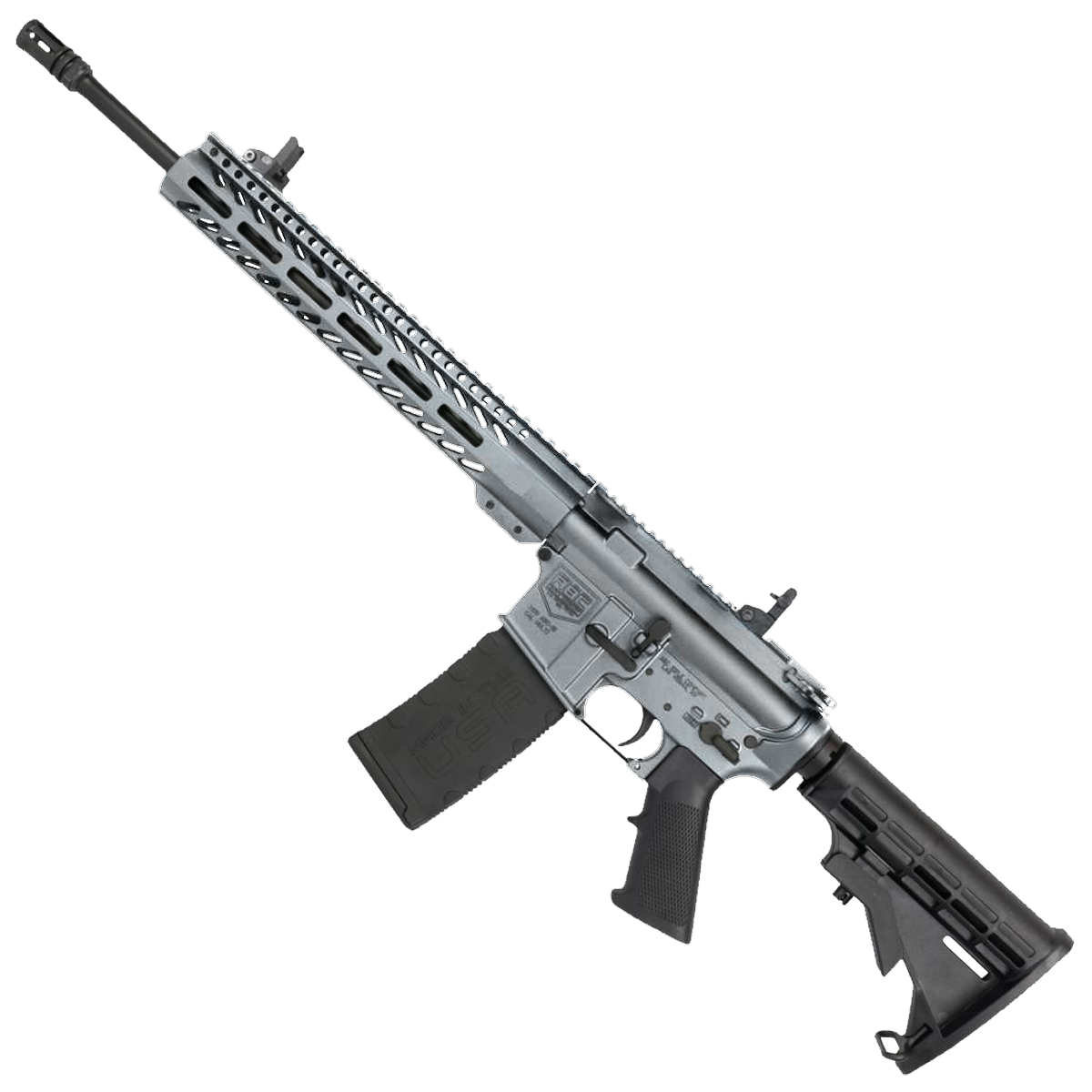 AR-15 Semi Auto 5.56 NATO Rifle 16" Barrel 12" Slim MLOK Handguard - Tungsten Gray