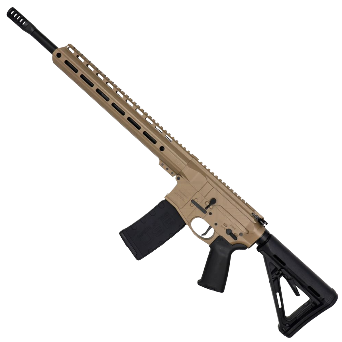 AR-15 Semi Auto .300 AAC Blackout Rifle 16" Barrel Slick Side Billet Upper / Lower 13" Custom M-LOK Handguard - FDE