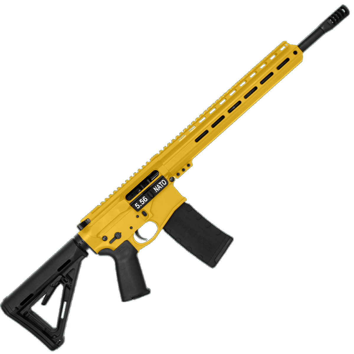 AR-15 Semi Auto 5.56 NATO Rifle 16" Barrel Slick Side Billet Upper / Lower 13" Custom M-LOK Handguard - Gold