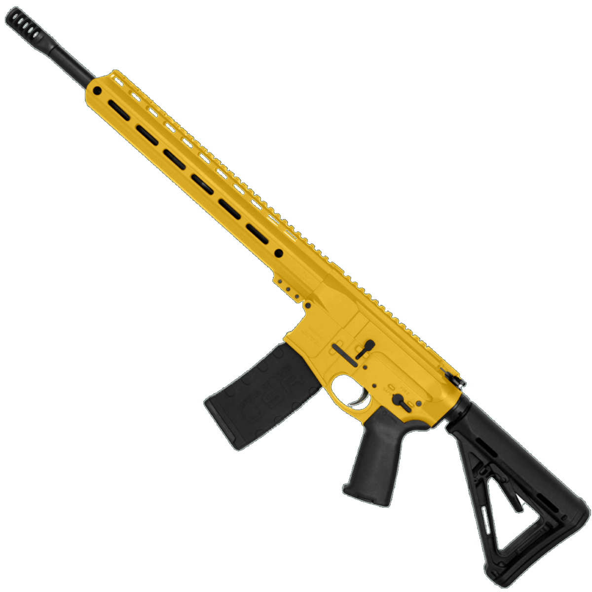 AR-15 Semi Auto 5.56 NATO Rifle 16" Barrel Slick Side Billet Upper / Lower 13" Custom M-LOK Handguard - Gold