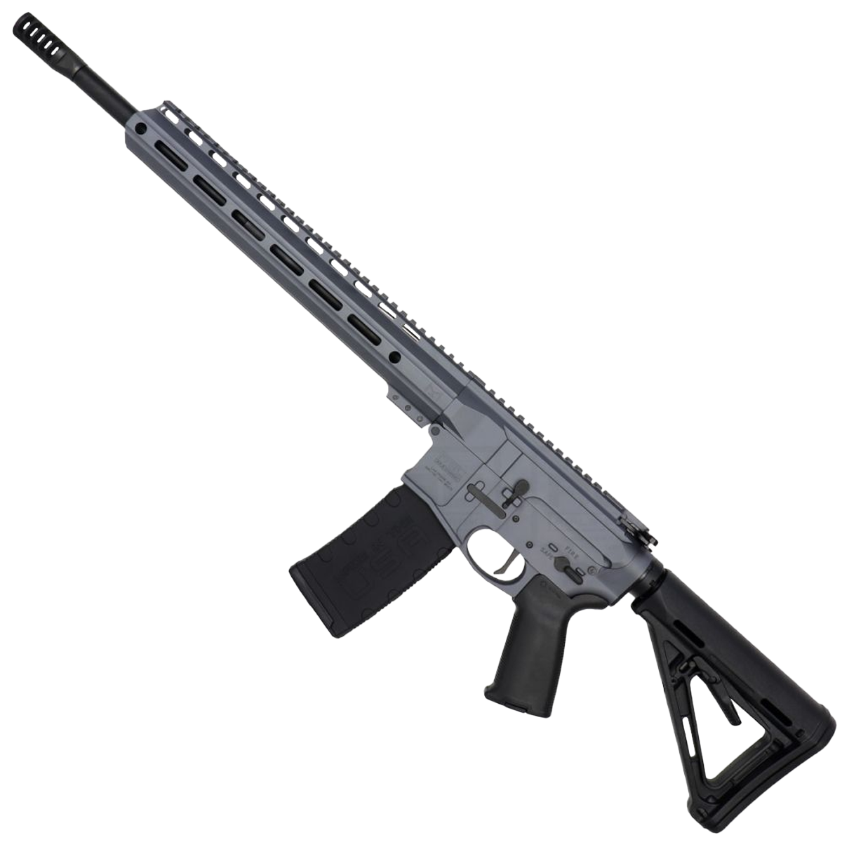 AR-15 Semi Auto .300 AAC Blackout Rifle 16" Barrel Slick Side Billet Upper / Lower 13" Custom M-LOK Handguard - Sniper Grey