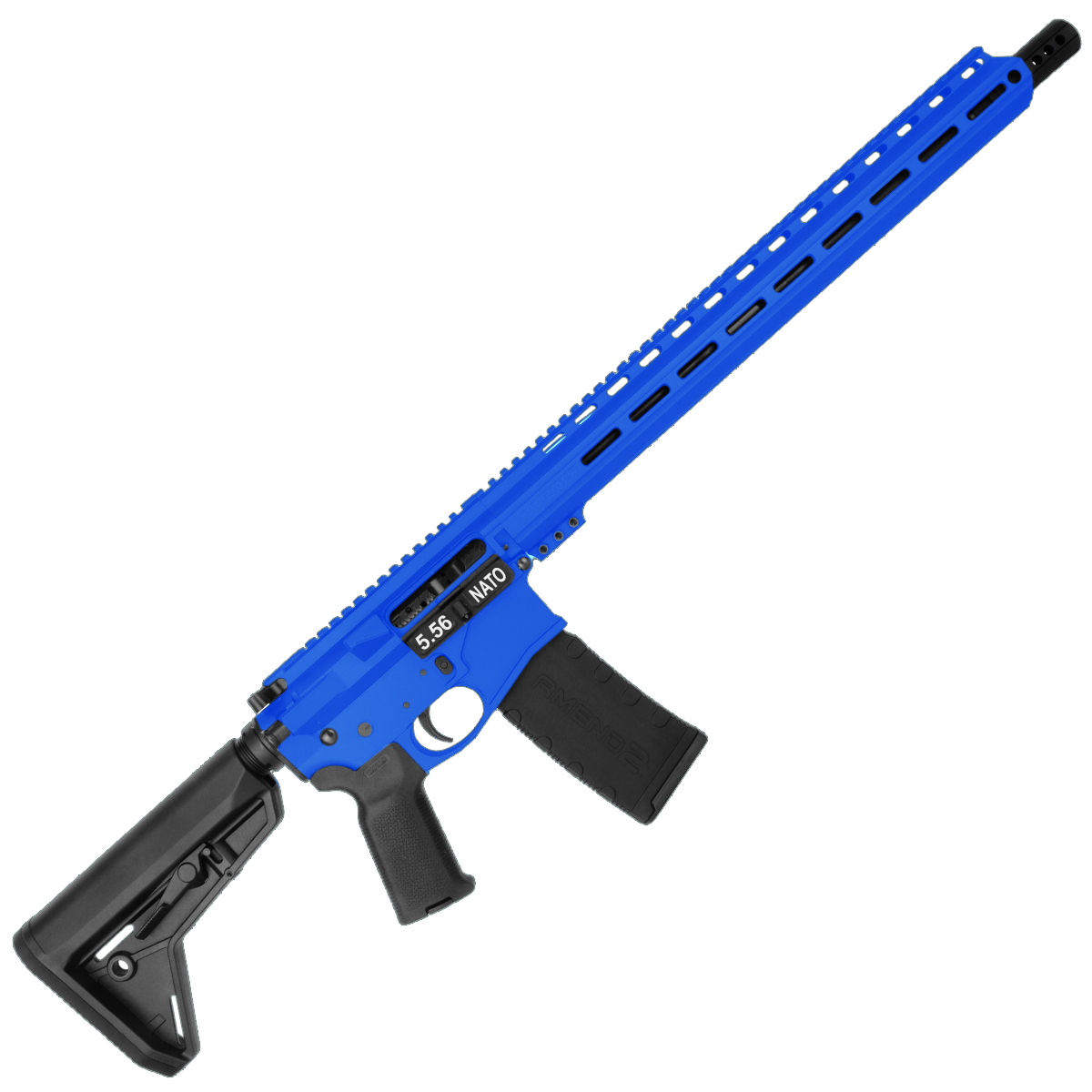 AR-15 Semi Auto 5.56 NATO Rifle 16" Barrel Billet Upper / Lower 17" M-LOK Handguard - Flame Blue