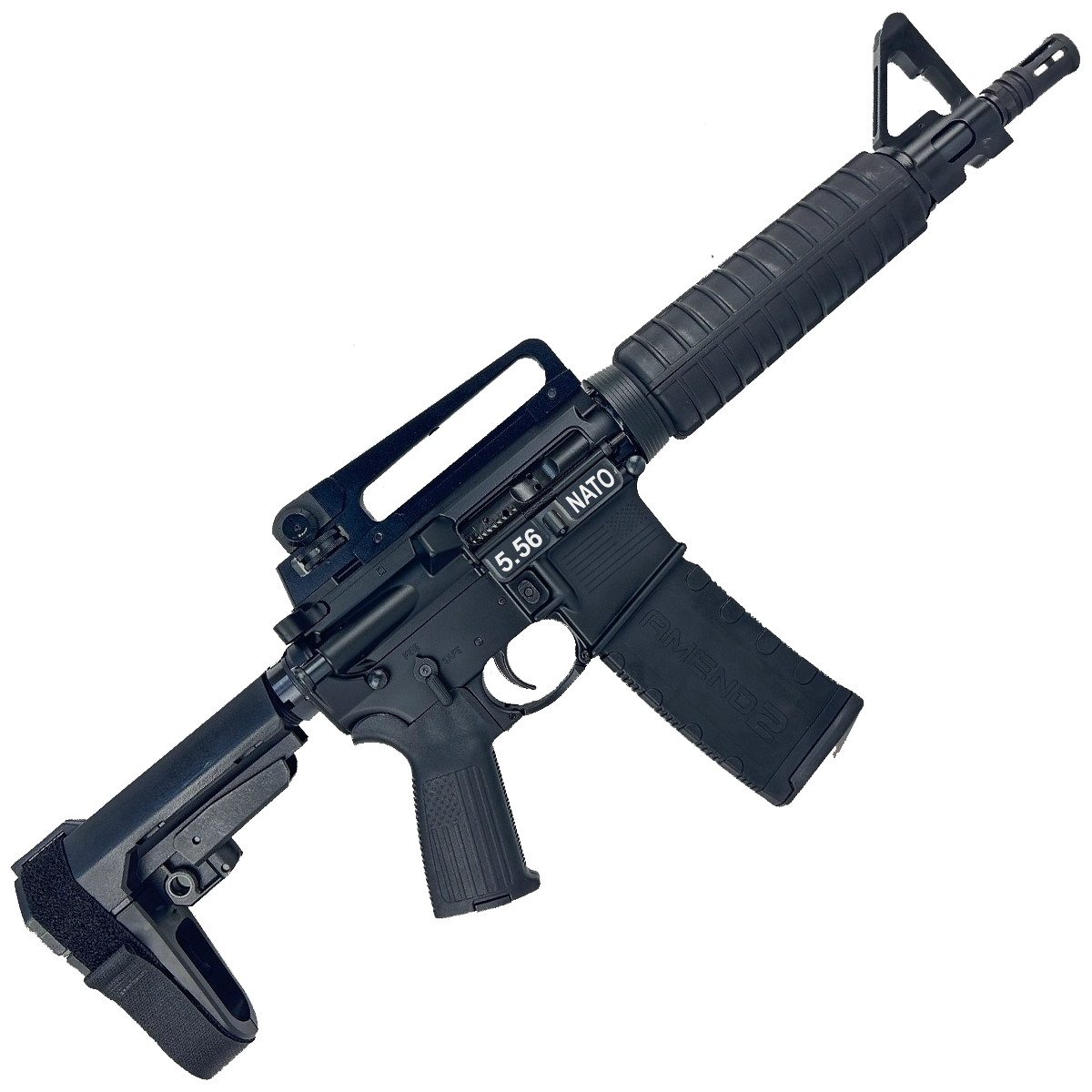 AR-15 A2 Style Semi Auto 5.56 NATO Pistol 10" Barrel w/ Custom FSB