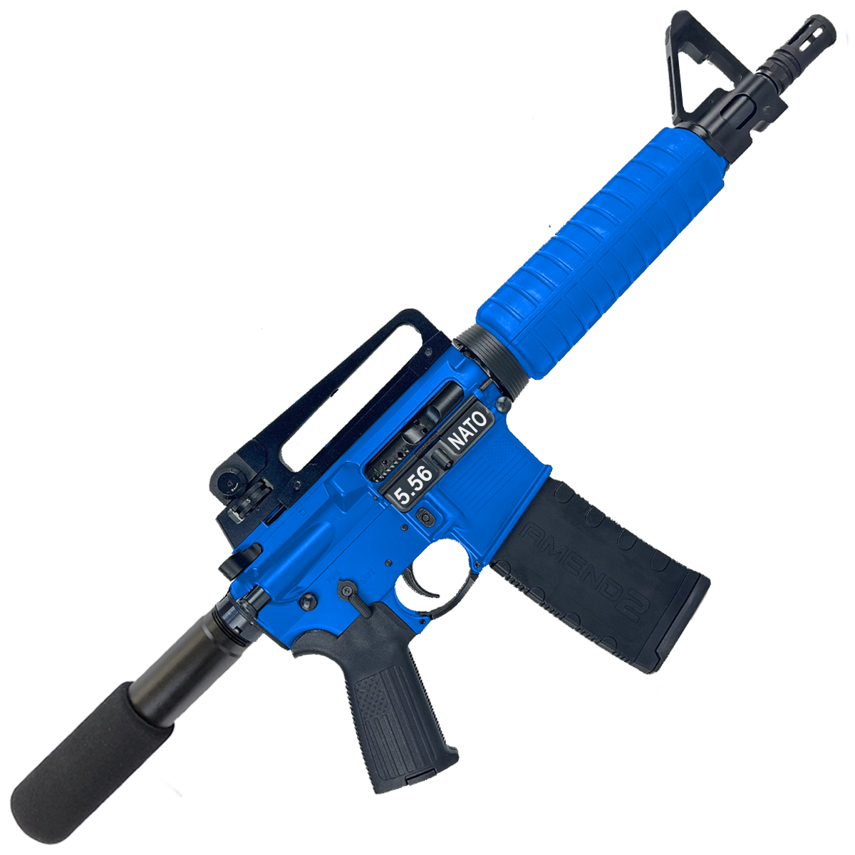 AR-15 A2 Style Semi Auto 5.56 NATO Pistol 10" Barrel w/ Custom FSB - Flame Blue