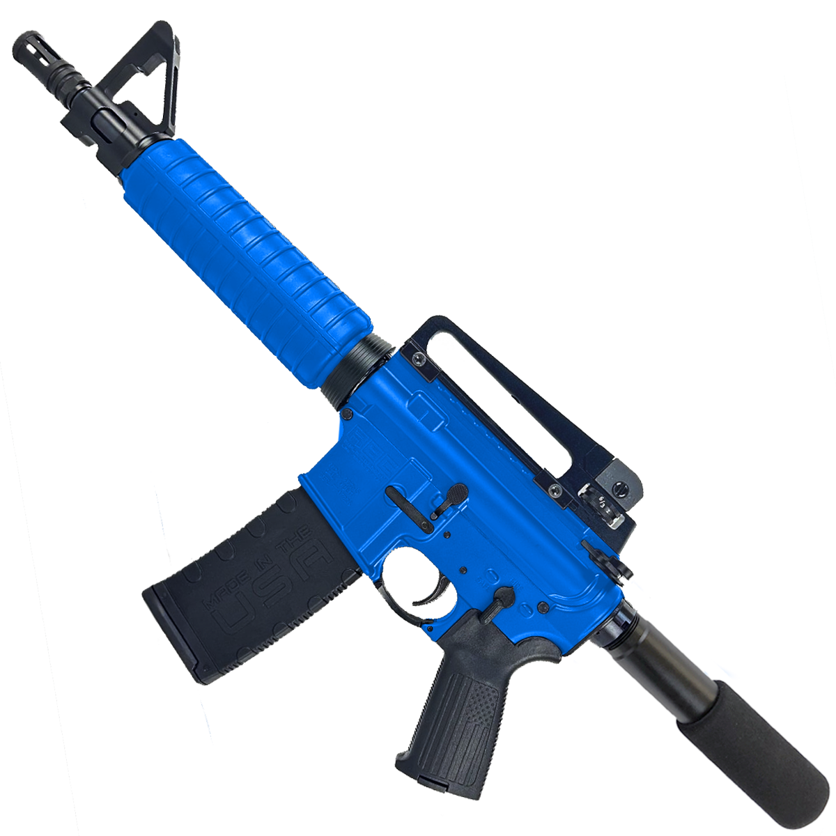 AR-15 A2 Style Semi Auto 5.56 NATO Pistol 10" Barrel w/ Custom FSB - Flame Blue