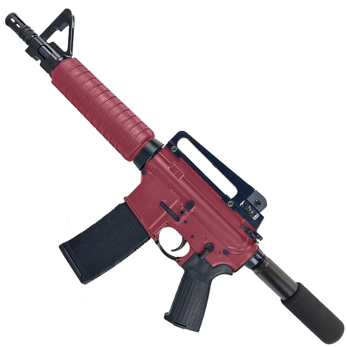 AR-15 A2 Style Semi Auto 5.56 NATO Pistol 10" Barrel w/ Custom FSB - Cranberry Frost