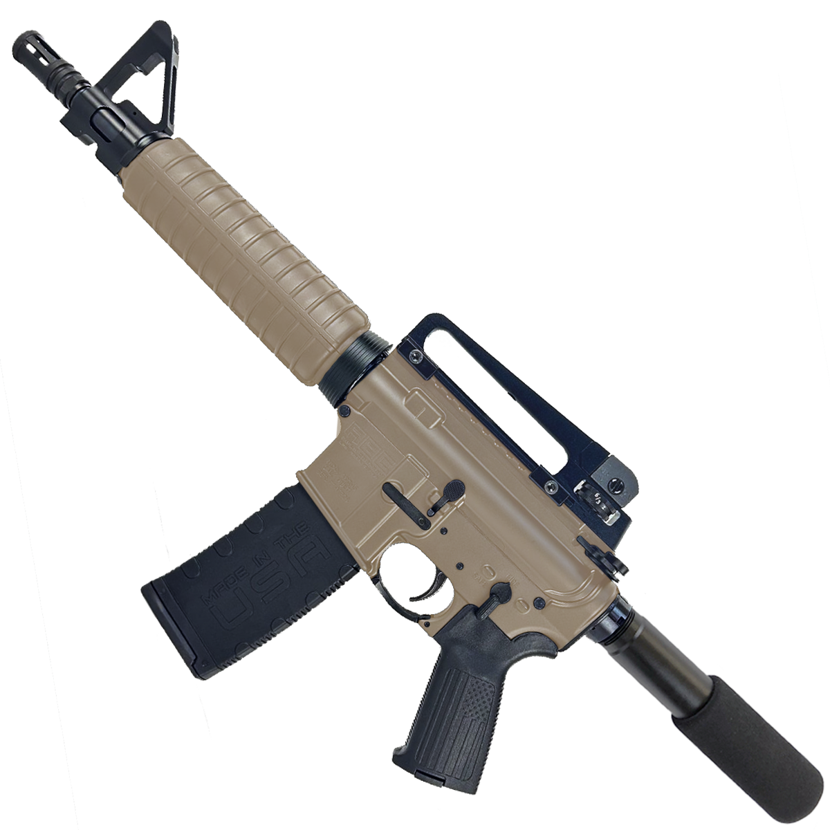 AR-15 A2 Style Semi Auto 5.56 NATO Pistol 10" Barrel w/ Custom FSB - Magpul FDE