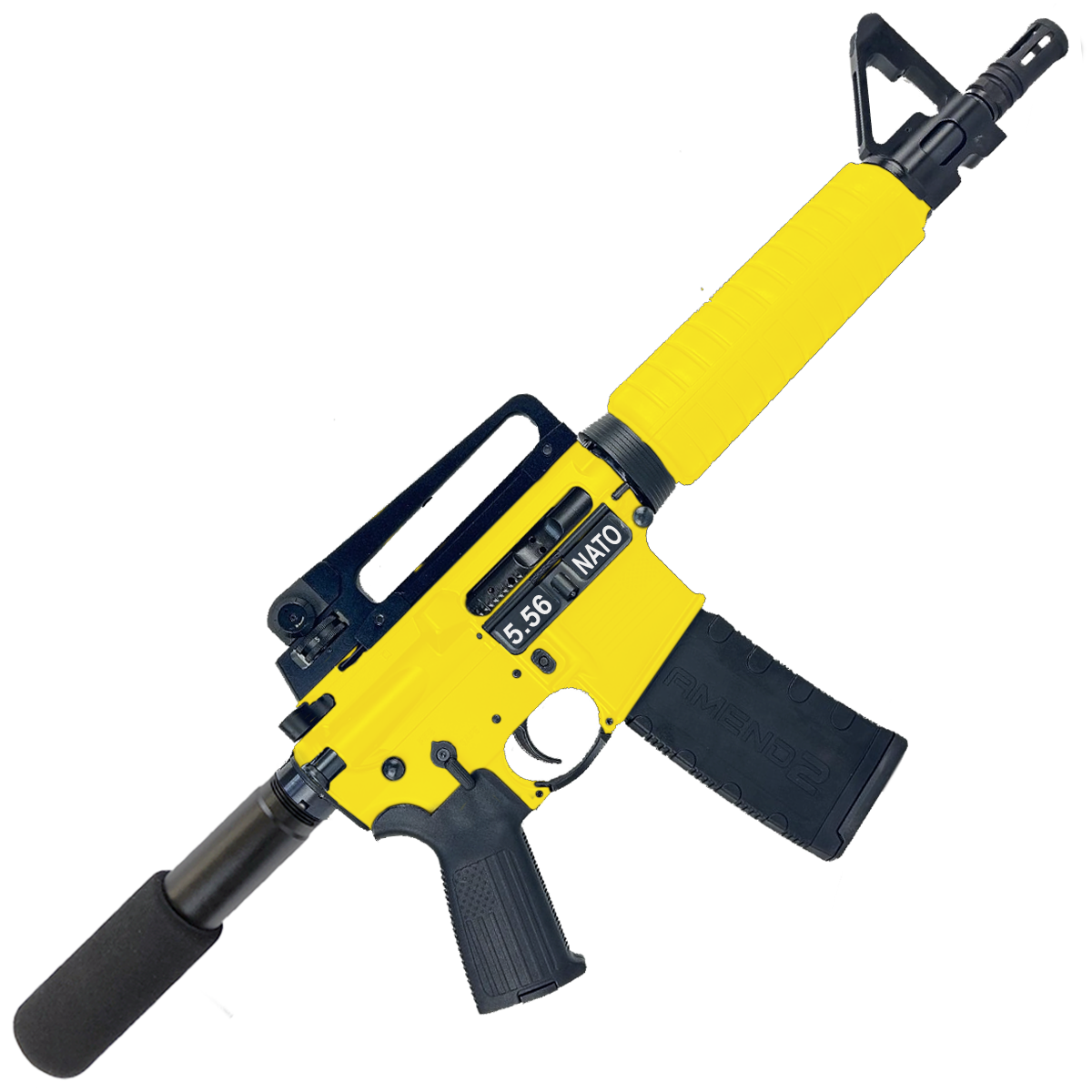 AR-15 A2 Style Semi Auto 5.56 NATO Pistol 10" Barrel w/ Custom FSB - Lemon Zest